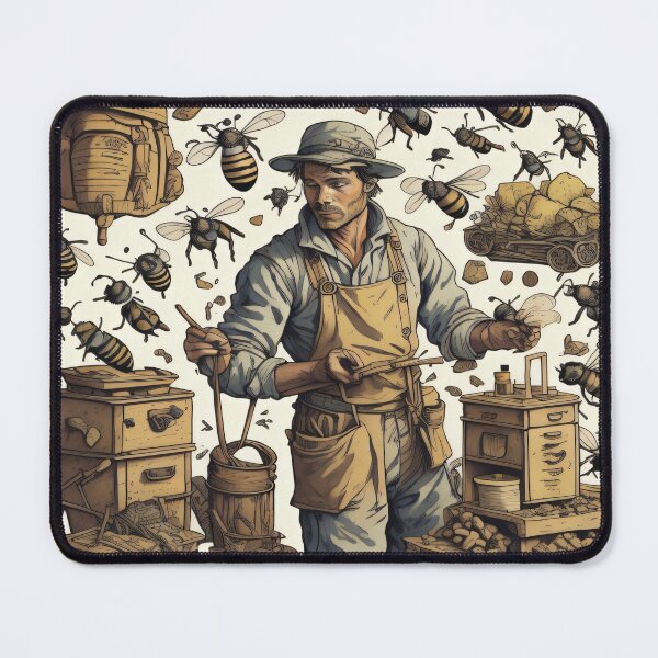 Item preview, Vintage bees pattern with beekeeper designed and sold by shadowartsss.