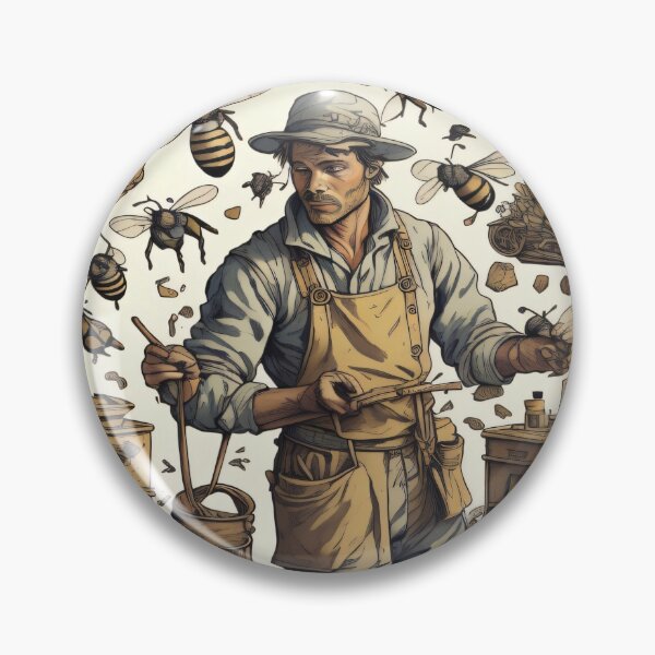 Item preview, Vintage bees pattern with beekeeper designed and sold by shadowartsss.