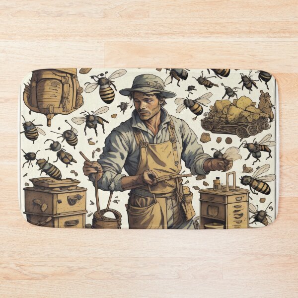 Item preview, Vintage bees pattern with beekeeper designed and sold by shadowartsss.