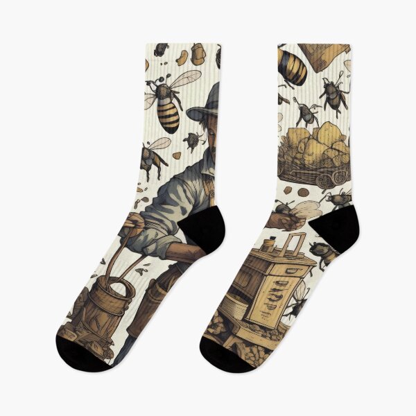 Item preview, Vintage bees pattern with beekeeper designed and sold by shadowartsss.