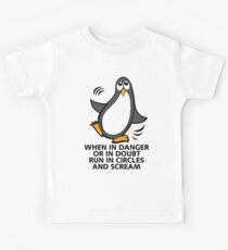 When in Danger or in Doubt Funny Penguin Kids Tee