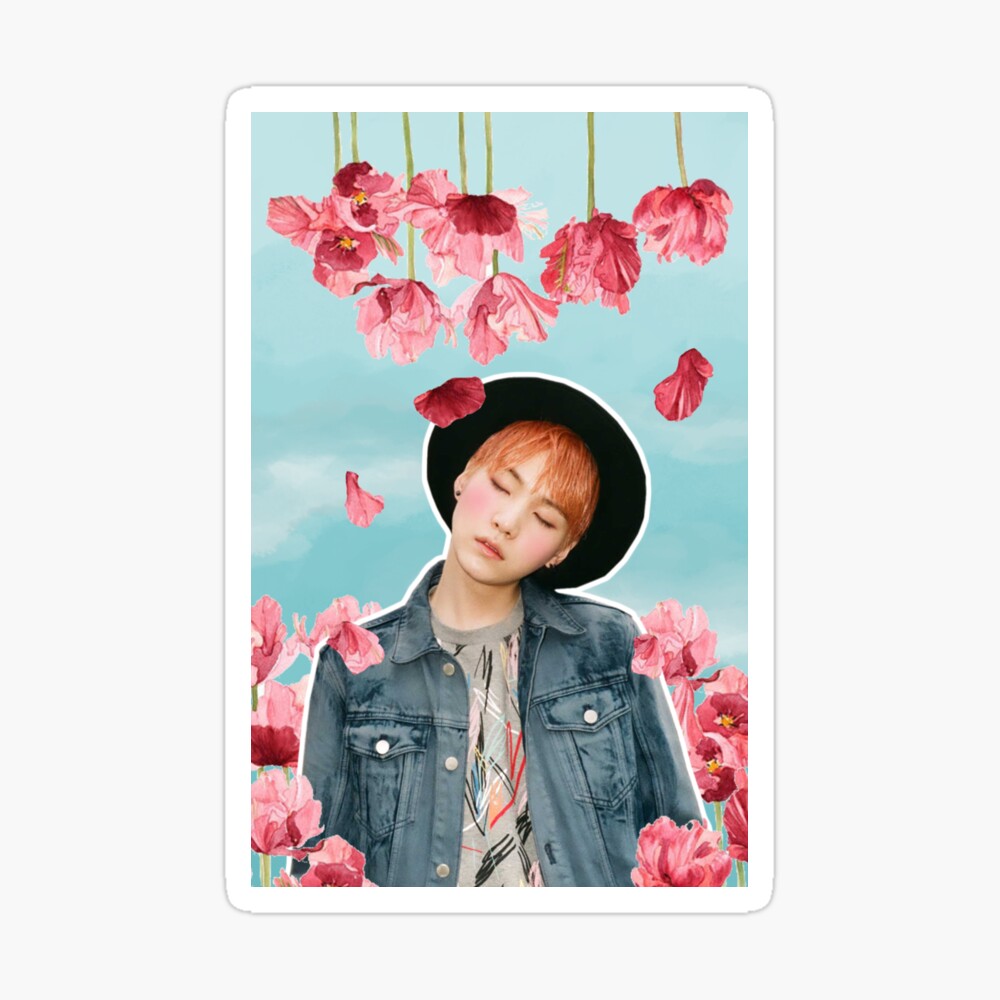 Suga BTS Pastel Flowers