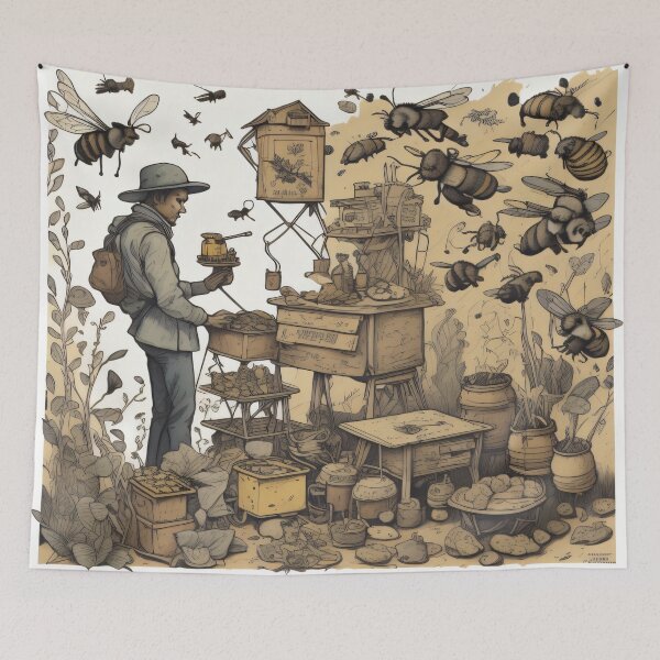 Item preview, Vintage bees pattern design designed and sold by shadowartsss.