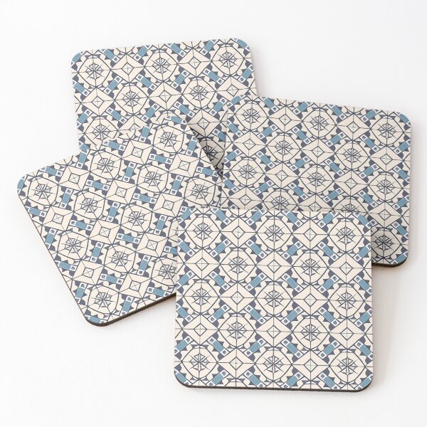 Aperçu de l'œuvre Retro Tile Pattern Pastel Blue and Midnght Blue with Milky White créée et vendue par RetroTile.