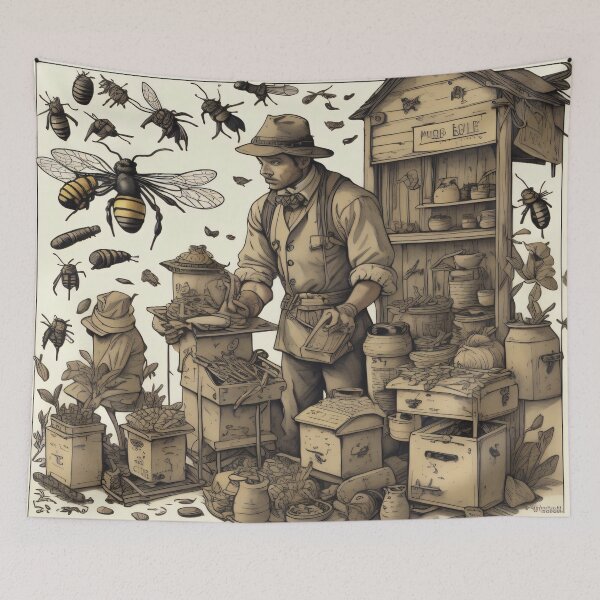Item preview, Vintage bees pattern design designed and sold by shadowartsss.