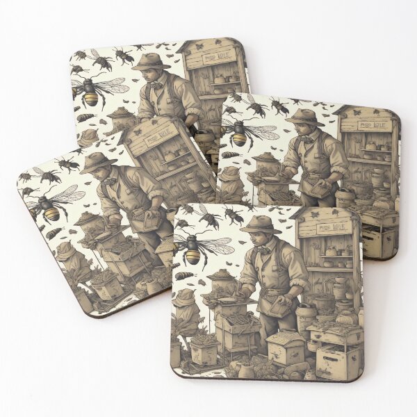 Item preview, Vintage bees pattern design designed and sold by shadowartsss.