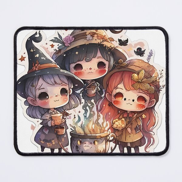 Item preview, Double, Double, Toil and Trouble - Add Some Magic to Your Life with Our Three Cute Witches Sticker! designed and sold by Wallapana.