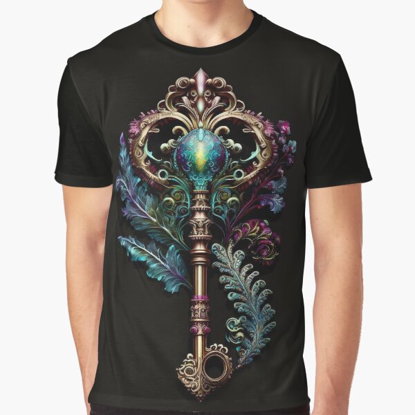 Item preview, Ornate Key with Botanical Elements designed and sold by fadetocolour.