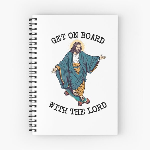 Item preview, Funny Christian Skateboarding Humor - Get On Board With The Lord - Sarcastic Jesus Skating Longboard designed and sold by RockFireMerch.