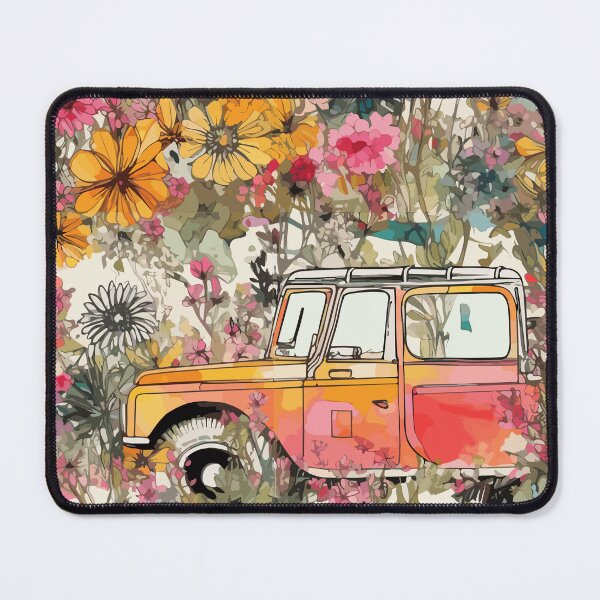 Item preview, Vintage Classic Car and Flowers Retro Watercolor Design Romantic Pattern designed and sold by best-of-panama.