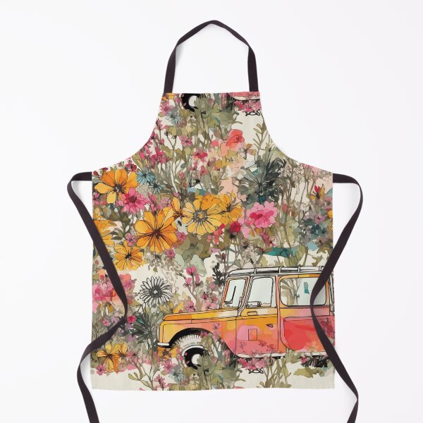 Item preview, Vintage Classic Car and Flowers Retro Watercolor Design Romantic Pattern designed and sold by best-of-panama.