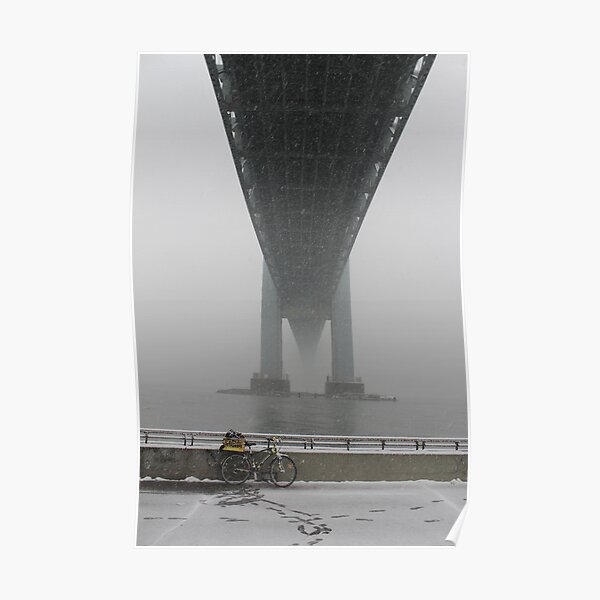 Verrazano Narrows Bridge view from Brooklyn. The first snow is falling. Poster