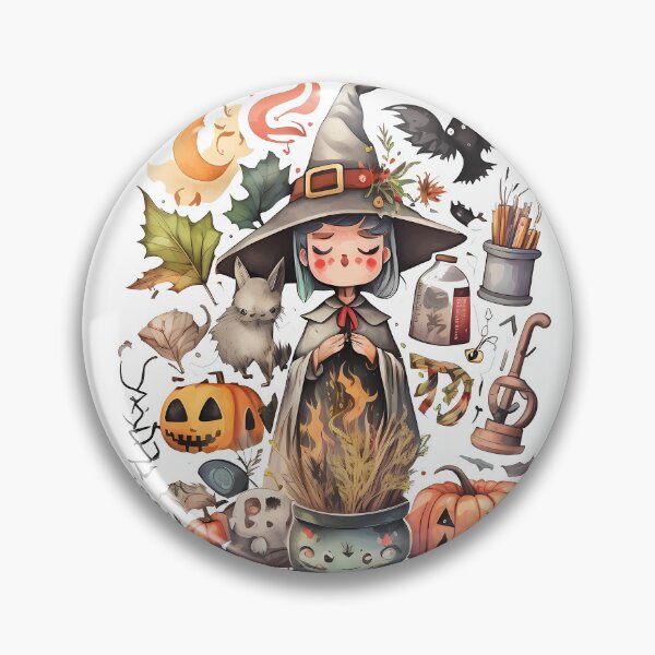 Item preview, Get into the Halloween Spirit with Our Witch and Pumpkin Sticker - Featuring a Crow and Cauldron for Extra Spookiness! designed and sold by Wallapana.