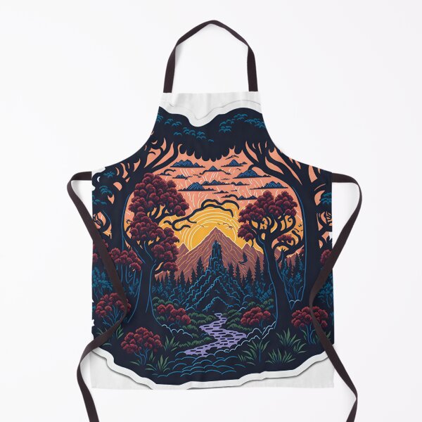 Item preview, Majestic Forest Trees Sticker Digital Painting Forest T-Shirt Artwork Beautiful Flowers and Sunset Mountains Sticker Majestic Forest Trees Artwork designed and sold by RedArtG09.