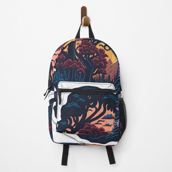 Item preview, Majestic Forest Trees Sticker Digital Painting Forest T-Shirt Artwork Beautiful Flowers and Sunset Mountains Sticker Majestic Forest Trees Artwork designed and sold by RedArtG09.