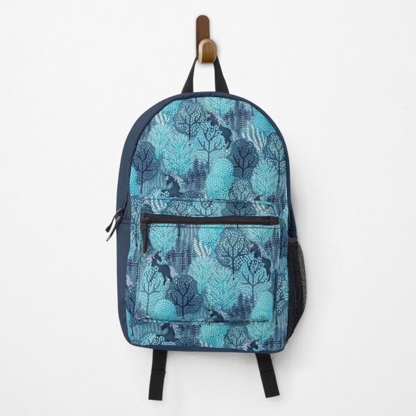 Item preview, Hidden unicorn woods blue and turquoise designed and sold by adenaJ.