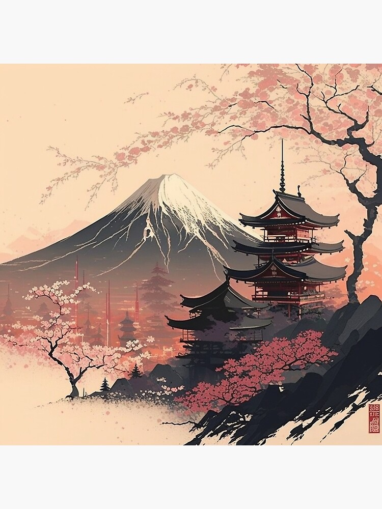 Japanese painting Mount Fuji Art Print