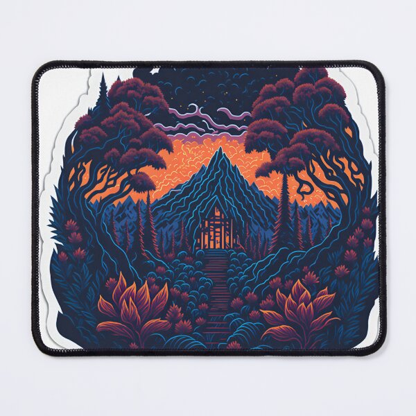 Item preview, Flat White Background Forest T-Shirt Design Isometric Forest Trees Sticker Vibrant Vector Illustration of Sunset Mountains Beautiful Flowers and Majestic Forest Trees Sticker designed and sold by RedArtG09.