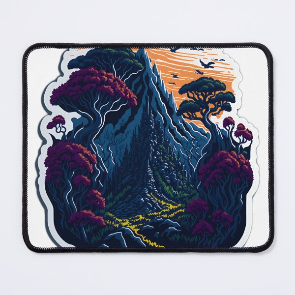 Item preview, Clipart Style Forest sticker T-Shirt Graphic Realistic Stone Temple Covered in Vines Artwork 4K Digital Painting Sunset Mountains Sticker Cinematic Majestic Forest Trees Vector Image designed and sold by RedArtG09.