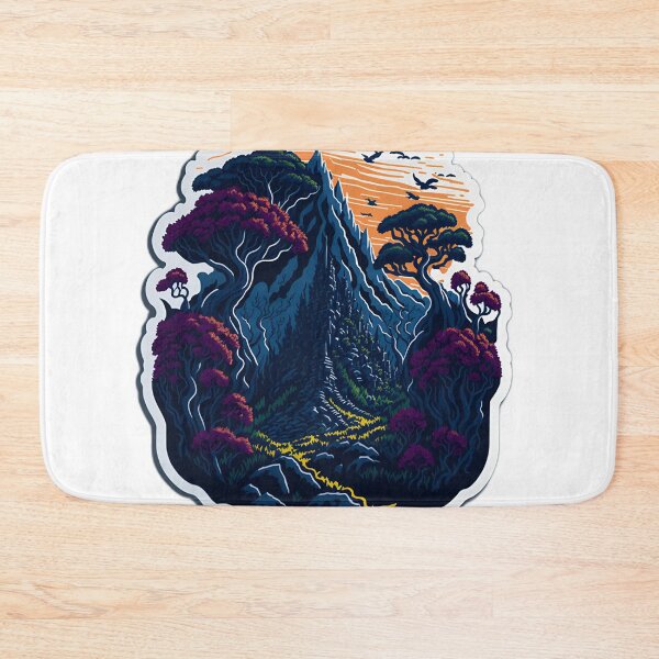 Item preview, Clipart Style Forest sticker T-Shirt Graphic Realistic Stone Temple Covered in Vines Artwork 4K Digital Painting Sunset Mountains Sticker Cinematic Majestic Forest Trees Vector Image designed and sold by RedArtG09.