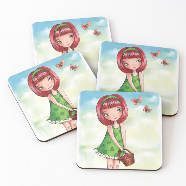 Item preview, Girl with a basket of Cherries, Watercolor painting designed and sold by Akatamakata.