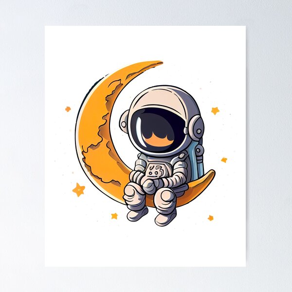Item preview, Astronaut Sitting on the Moon Artwork designed and sold by creativechroma.