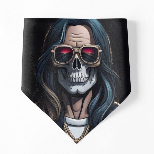 Cráneo Rockero con pelo largo. Heavy Metal Skull 4 Pañuelo para mascotas