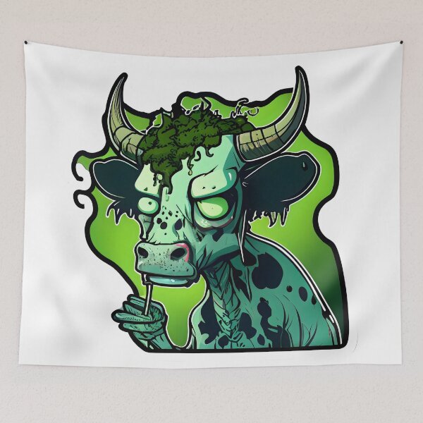 Item preview,  cute zombie cow smoking weed designed and sold by futuresimo04.
