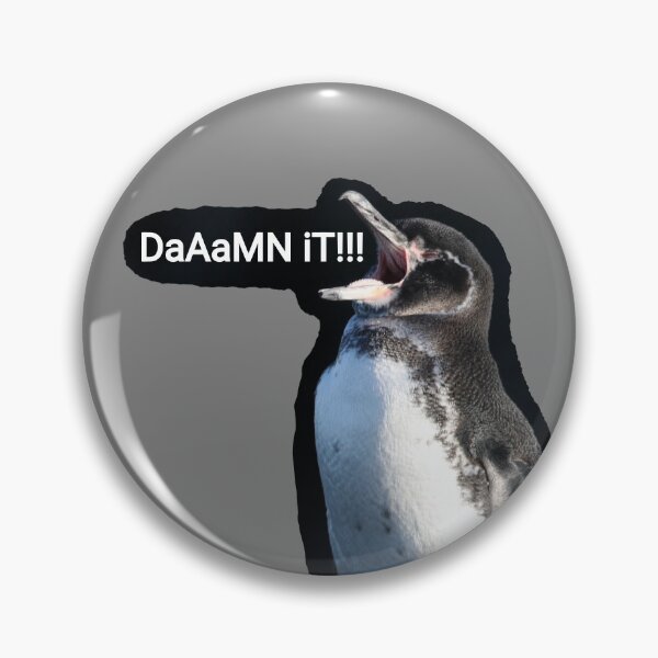Artikelvorschau, Grey background Galapagos Penguin says Damn It (#808080) entworfen und verkauft von SBPenguins.
