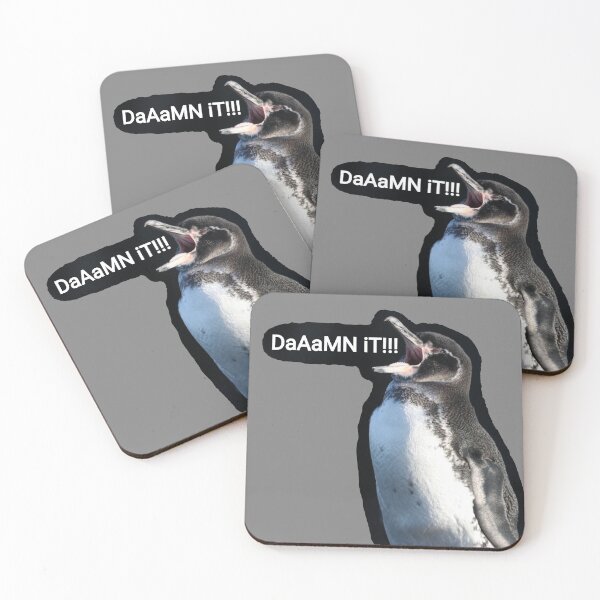 Artikelvorschau, Grey background Galapagos Penguin says Damn It (#808080) entworfen und verkauft von SBPenguins.