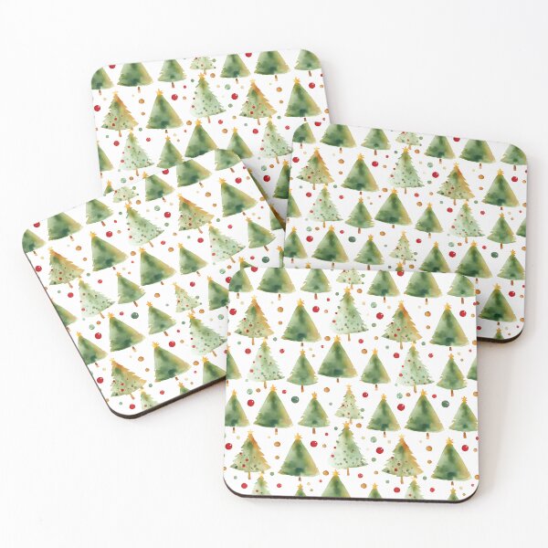 Item preview, Watercolor Green Christmas Tree Simple Pattern designed and sold by ClairesPatterns.