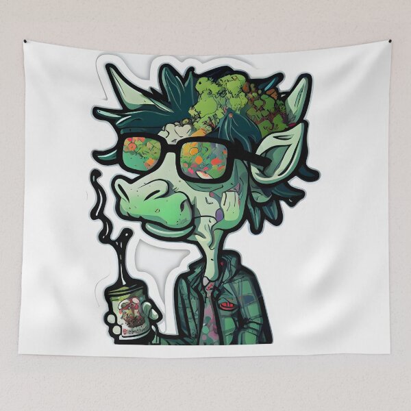 Item preview,   cute cow smoking weed designed and sold by futuresimo04.