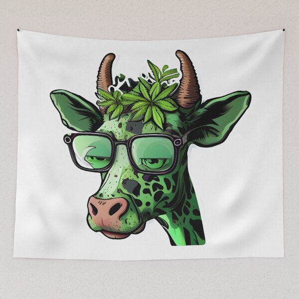 Item preview, cute high cow smoking weed designed and sold by futuresimo04.