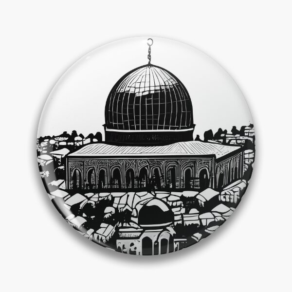 Item preview, dome of the rock mosque in Jerusalem city , black fractal art  designed and sold by Five Seventy Five.