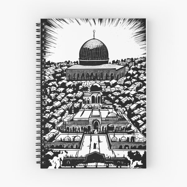 Item preview, dome of the rock mosque in Jerusalem city , black fractal art  designed and sold by Five Seventy Five.