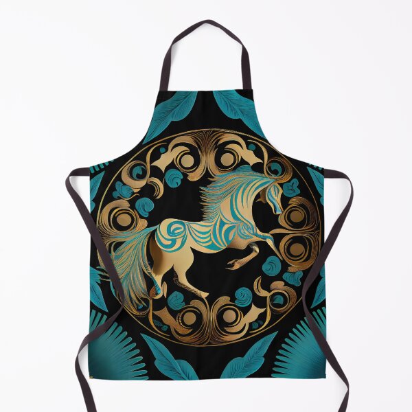 Item preview, Pattern : Teal and Gold : Horse designed and sold by MTJ-Mushrooms.
