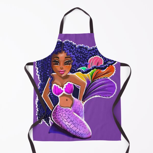 Item preview, Mermaid with blue curly Afro hair and brown skin - African American Mermaidcore designed and sold by Artonmytee.