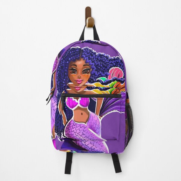 Item preview, Mermaid with blue curly Afro hair and brown skin - African American Mermaidcore designed and sold by Artonmytee.