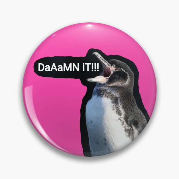 Artikelvorschau, Fuchsia background Galapagos Penguin says Damn It (#FC46AA) entworfen und verkauft von SBPenguins.