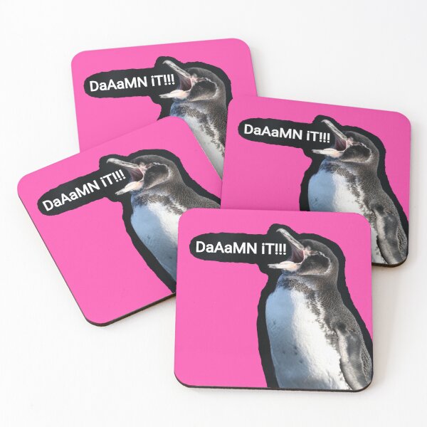 Artikelvorschau, Fuchsia background Galapagos Penguin says Damn It (#FC46AA) entworfen und verkauft von SBPenguins.