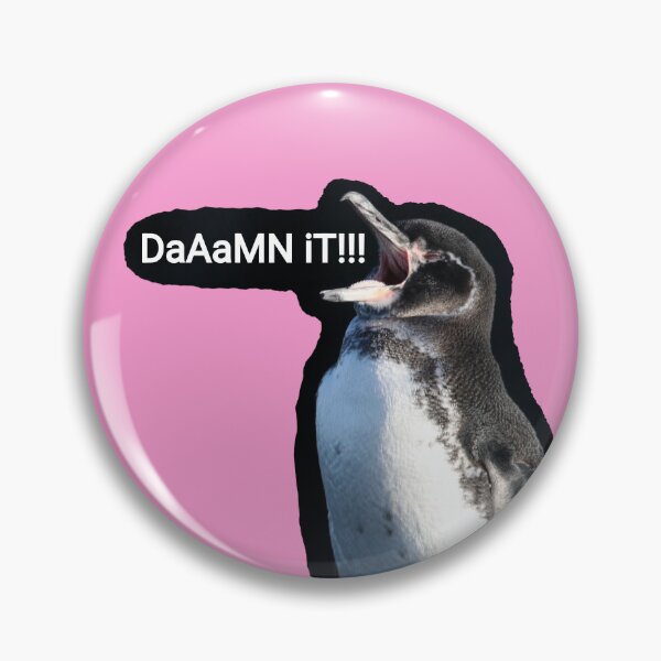 Artikelvorschau, Pink background Galapagos Penguin says Damn It (#F699CD) entworfen und verkauft von SBPenguins.