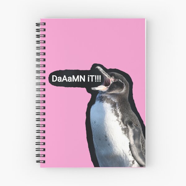 Artikelvorschau, Pink background Galapagos Penguin says Damn It (#F699CD) entworfen und verkauft von SBPenguins.