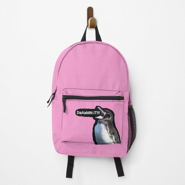 Item preview, Pink background Galapagos Penguin says Damn It (#F699CD) designed and sold by SBPenguins.