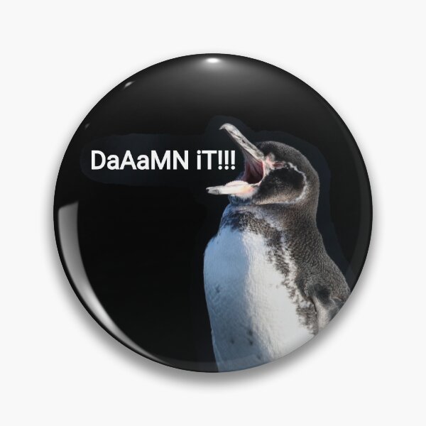 Artikelvorschau, Black background Galapagos Penguin says Damn It (#000000) entworfen und verkauft von SBPenguins.
