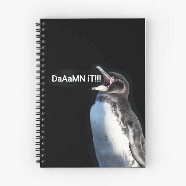 Artikelvorschau, Black background Galapagos Penguin says Damn It (#000000) entworfen und verkauft von SBPenguins.