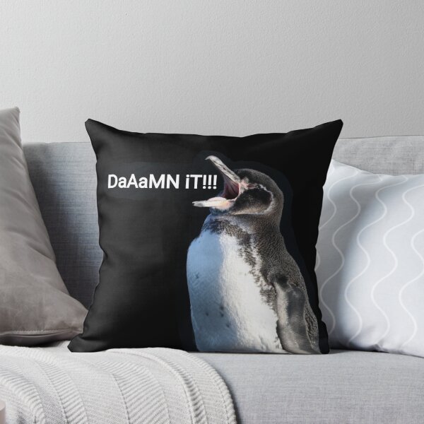 Item preview, Black background Galapagos Penguin says Damn It (#000000) designed and sold by SBPenguins.