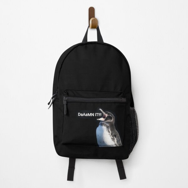 Item preview, Black background Galapagos Penguin says Damn It (#000000) designed and sold by SBPenguins.