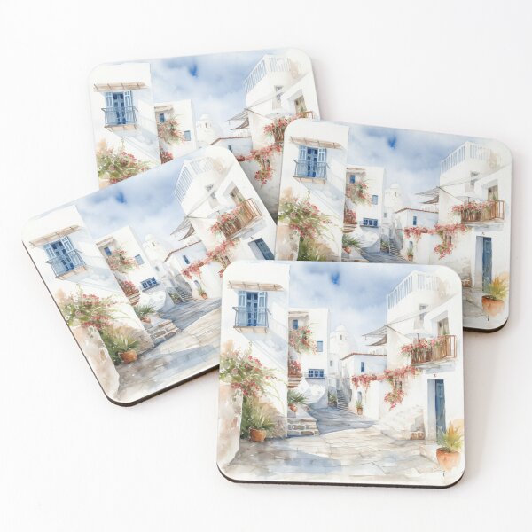 Item preview, Beautiful Mykonos Island Watercolor designed and sold by cetakulang.