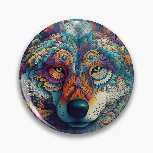 Item preview, colorful wolf with flowers designed and sold by adigitaldreamer.