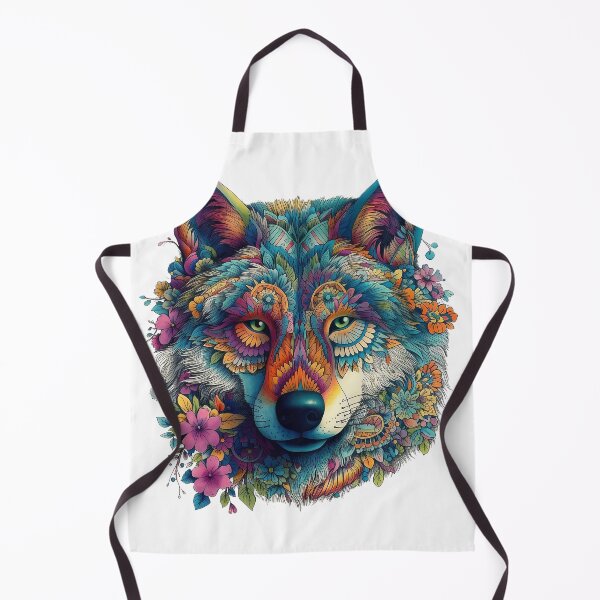 Item preview, colorful wolf with flowers designed and sold by adigitaldreamer.
